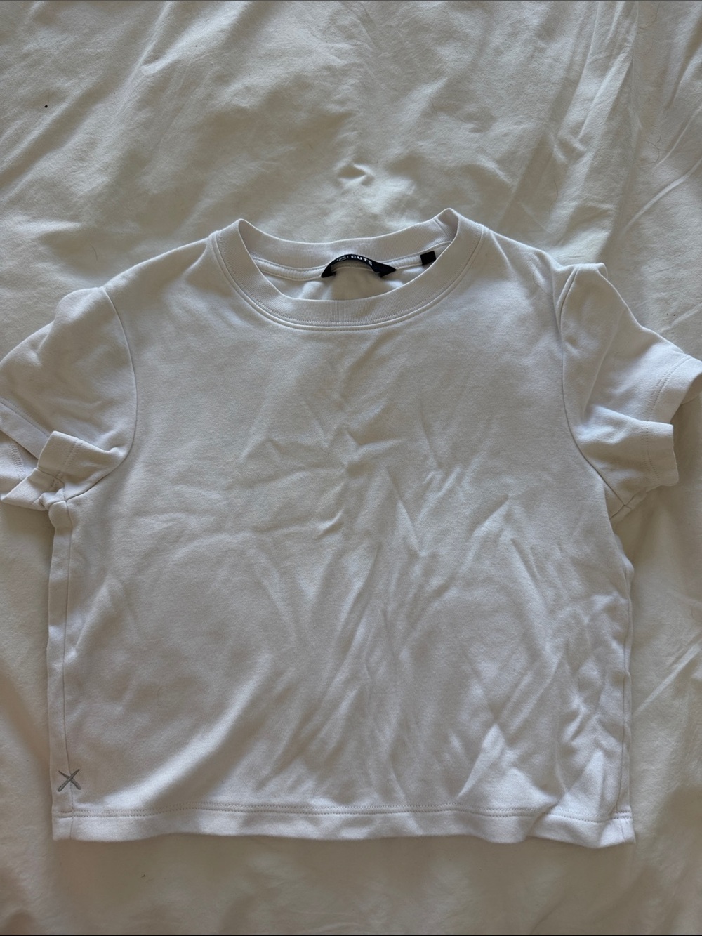 CUTS Cropped White Crewneck Tee